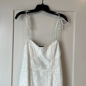 Lulus White Floral Jacquard Tie-Strap Midi Dress Size XL NWT